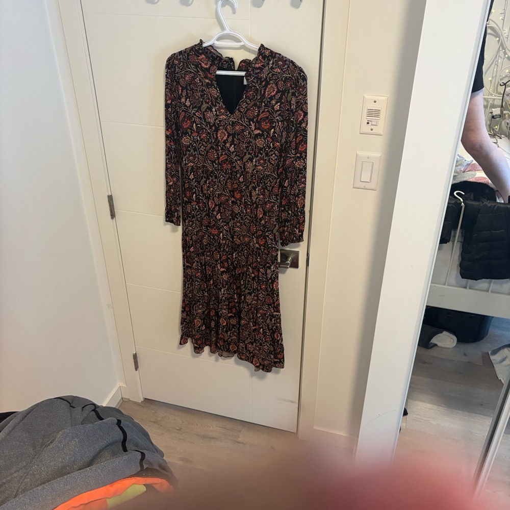 Eliza J Black and Red Floral Midi Dress